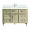 James Martin Vanities 48'' Single Vanity, Whitewashed Oak w/ Single Hole 3 CM White Zeus Quartz Top & Backsplash 424-V48-WWO-1WZ